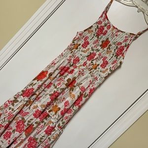 Ivory floral pink and orange dress size 8